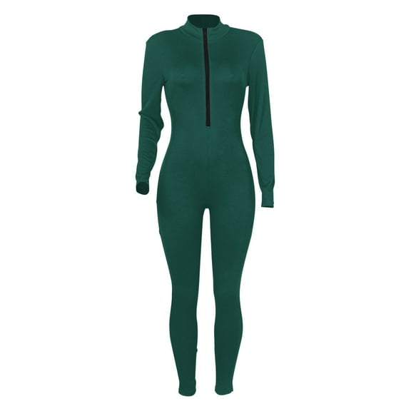 Women's Striped Zipper Elastic Sports Jumpsuit, High-stretch Fabric, for Gym, Yoga, Running & Casual Outings