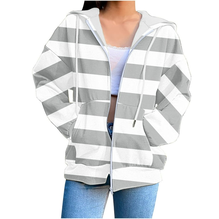 Color block zipper striped hoodie jacket hotsell