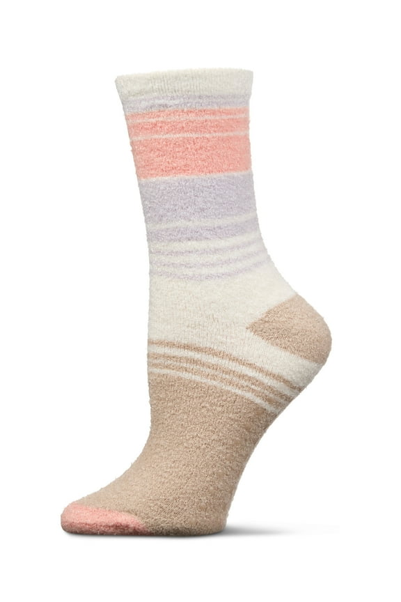 Women's Stripes Aloe Infused Crew Socks - Womens - Female, 9-11, Cement
