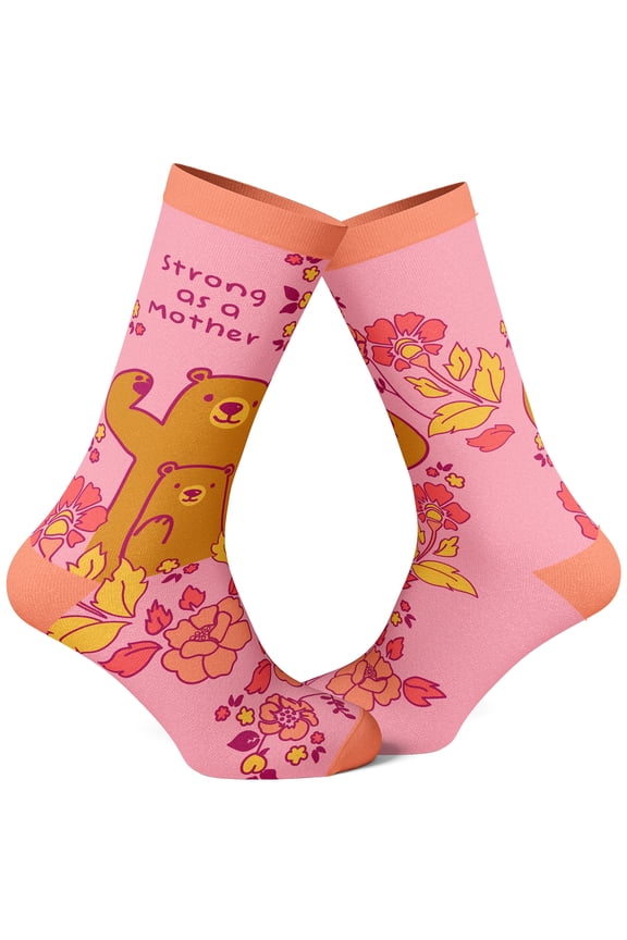 Women's Strong As A Mother Socks Cute Mother's Day Momma Bear Parenting Graphic Footwear