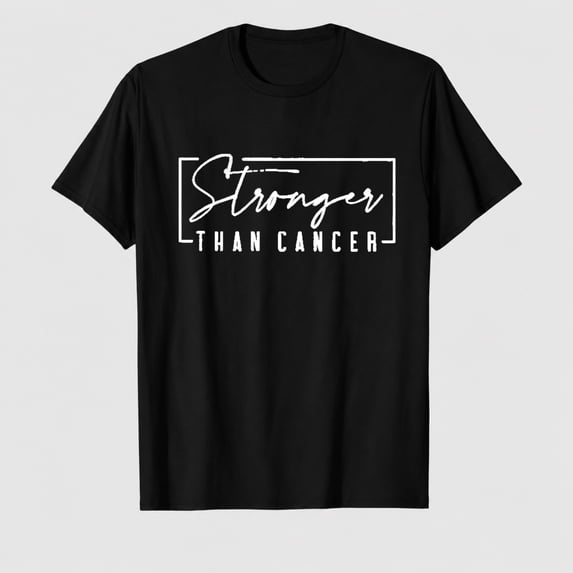 Women's Stronger Than Cancer Awareness Graphic T-Shirt, 100% Cotton Short Sleeve Shirt