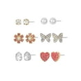 thumbnail image 1 of Women's Stud Earring Collection, Butterfly, Heart and Flower , 6 Pairs, 1 of 4
