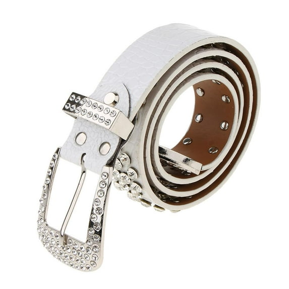 Women's Studded Belt Punk Gothic Leather Belt Women' Clothing Jewelry Decoration White