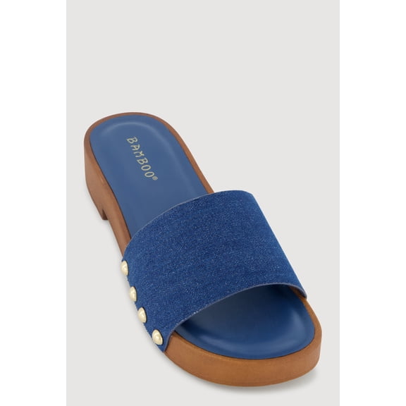 Women's Studded Metallic Trim Open Toe Sandals