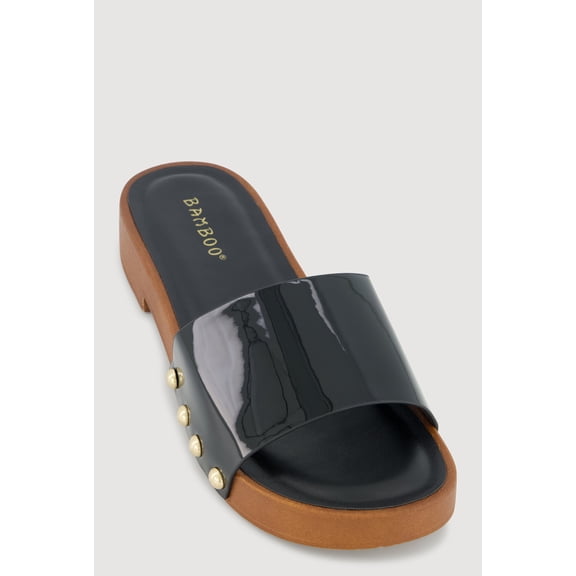 Women's Studded Metallic Trim Open Toe Sandals