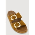 thumbnail image 1 of Women's Studded Trim Faux Suede Double Buckle Footbed Slide Sandals, 1 of 3