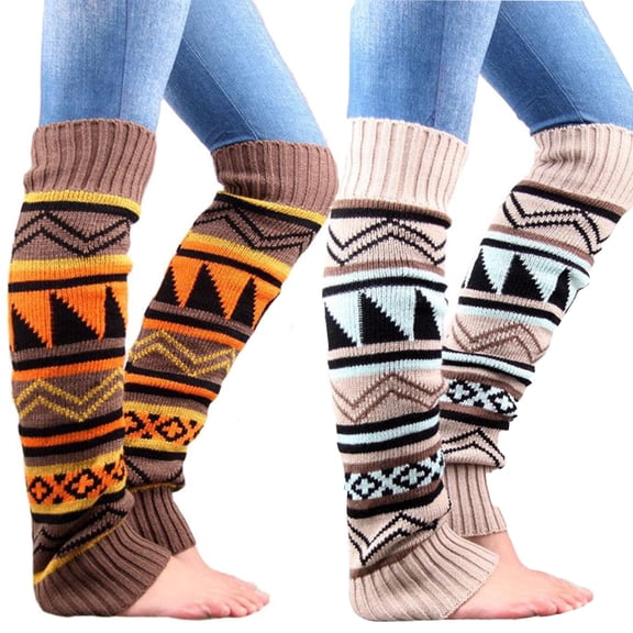 Women's Style Knitted Thickened Woolen Piled Socks Mid Long Warm Foot Color Matching
