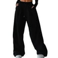 thumbnail image 1 of Women's Style Solid Sport Pants High Waist Straigh Leg Loose Casual Sweatpants Workwear Wide Leg Pants, 1 of 6