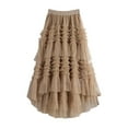thumbnail image 1 of Women's Stylish Asymmetrical Swallowtail Layered Mesh Midi Skirt for Casual Wear and Fashion Outfits, 1 of 2