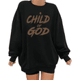 thumbnail image 1 of Women's Stylish Brushstroke Brown Graphic Child Of God Sweatshirt Breathable Round-neck long-sleeved Black S-3XL, 1 of 6