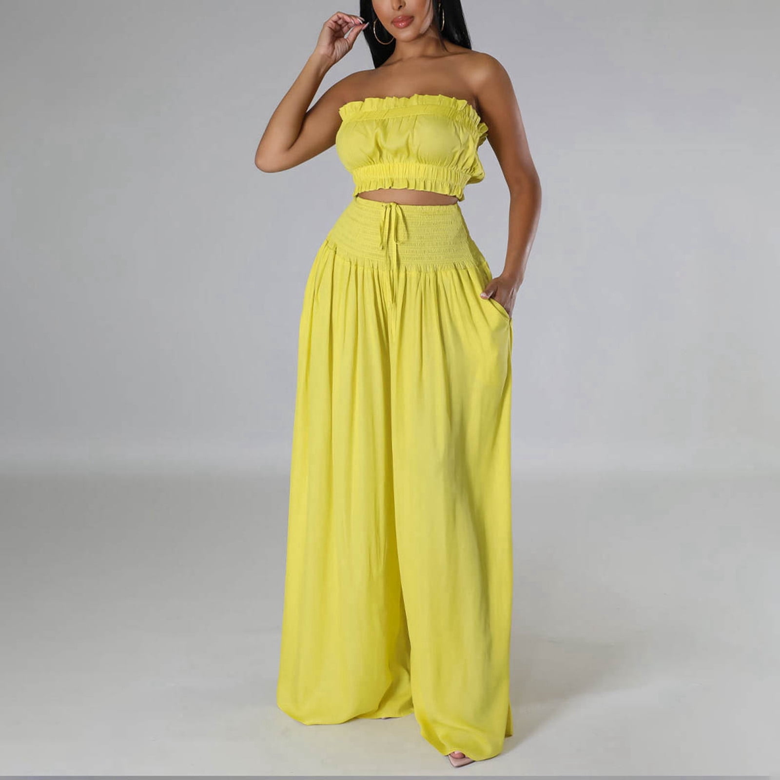 Women's Stylish Casual Solid Color Personality Strapless Pantsuit Homecoming  Suits for Women Suit Pants Pant Suits for Women Casual Winter Gear Women  Rompers And Jumpsuits for Women plus Size Jumpsuit - Walmart.com