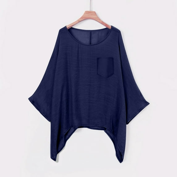 Women's Stylish Casual Solid Color Pocket Loose Comfortable T Shirt Top Athletic Women Women's Long Sleeved Shirts Long Exercise Shirts Women Womens Workout Shirts Loose Fit Casual Shirts Women