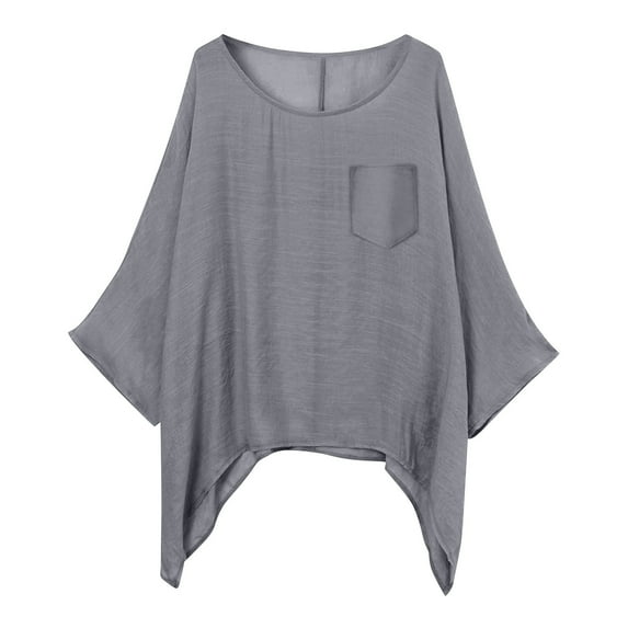 Women's Stylish Casual Solid Color Pocket Loose Comfortable T Shirt Top