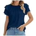 thumbnail image 1 of Women's Stylish Casual Tops Business Blouse Summer Short Sleeve Crew Neck Shirt Comfortable Work Wear, 1 of 2