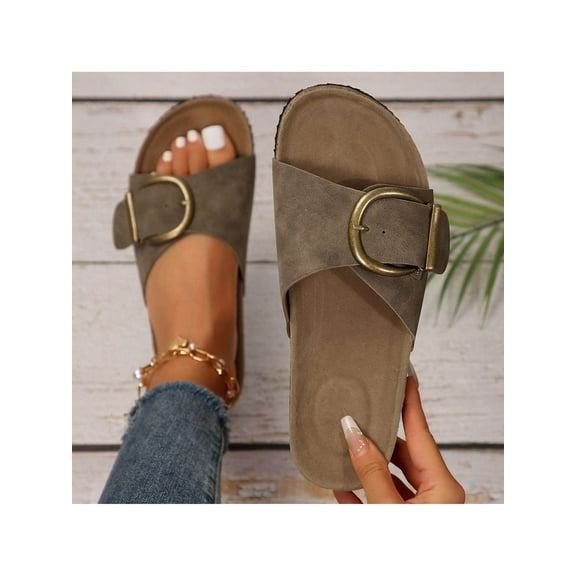 Women’s Stylish & Comfortable Slip-On Sandals With Adjustable Buckle and Platform