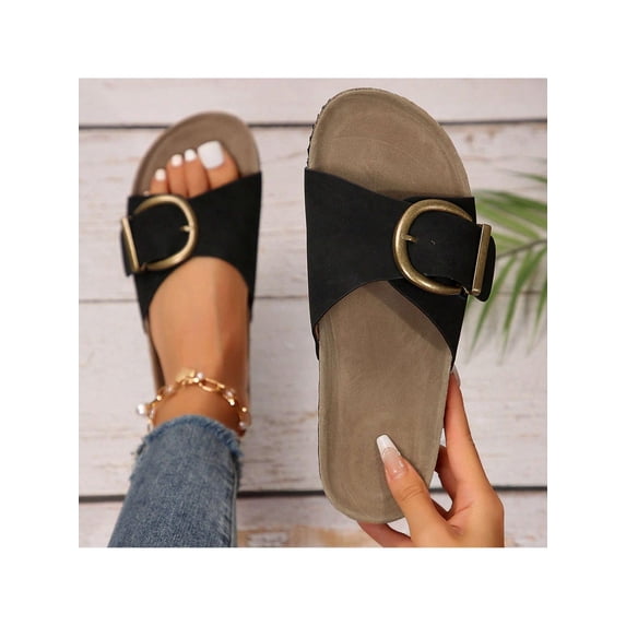 Women’s Stylish & Comfy Slip-On Sandals With Adjustable Buckle & Platform Design for All-Day Comfort - Durable, Easy-Clean Material