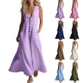 thumbnail image 1 of Women's Stylish Dress Sleeveless Button Front Loose Oversized Maxi Long Pocketed Casual Fashion, 1 of 6