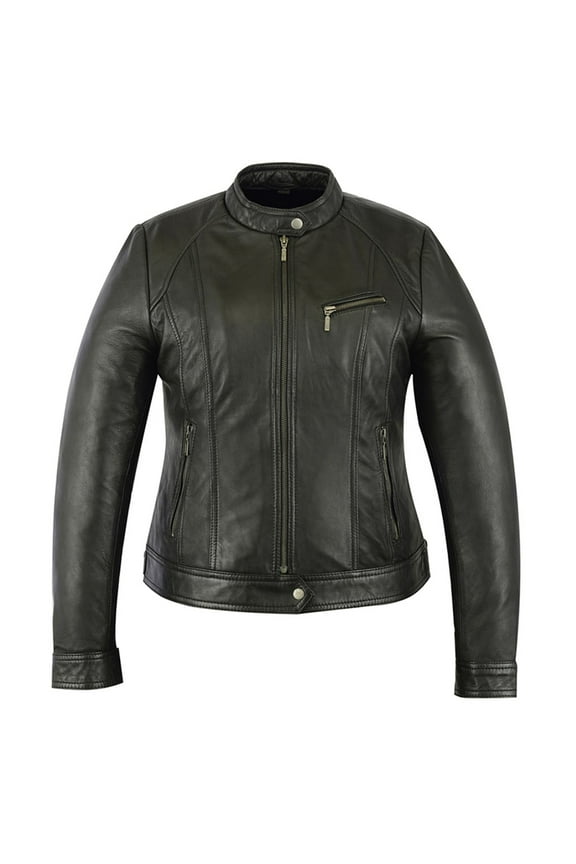 Daniel Smart Women’s Leather Jacket – Lambskin Motorcycle Leather Jacket with Lightweight Design & Multiple Pockets