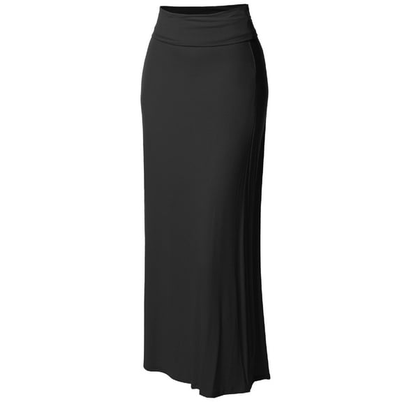 Women's Stylish Fold Over Flare Long Maxi Skirt