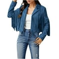 thumbnail image 1 of Women's Stylish Fringe Suede Motorcycle Cropped Jacket with Tassel Detail for Casual Wear, 1 of 9