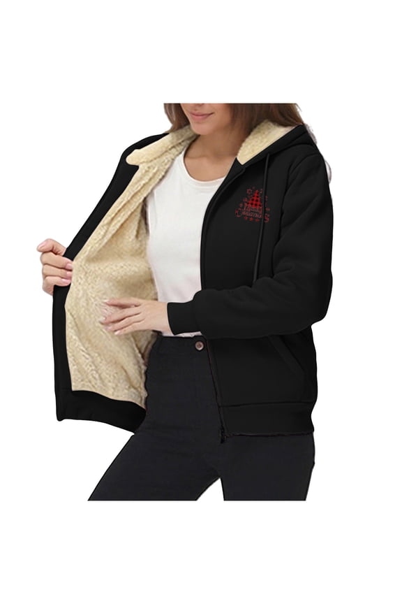 Women's Stylish Hooded Fleece Jacket with Artistic Prints, Comfortable Pullover Sweatshirt for Leisure and Lounge