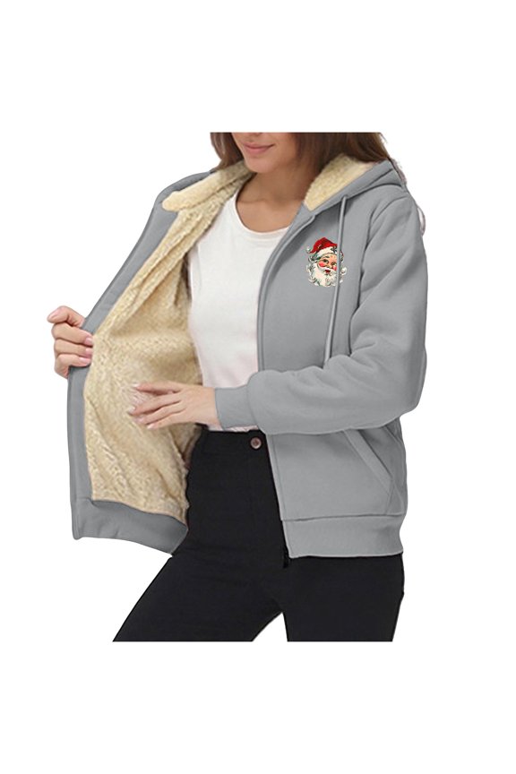 Women's Stylish Hooded Fleece Jacket with Artistic Prints, Comfortable Pullover Sweatshirt for Leisure and Lounge