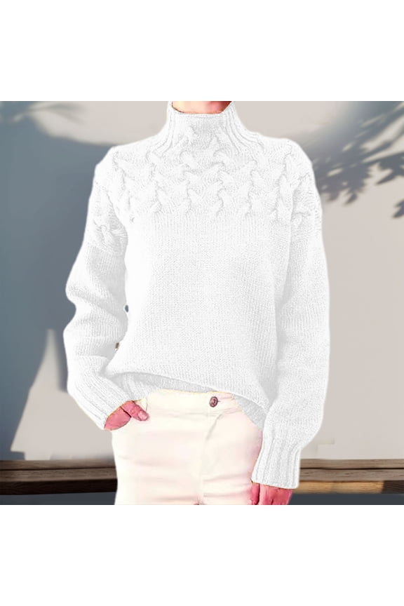 Women's Stylish Loose Fitting Turtleneck Long Sleeved Sweater Mens Sweaters Big And Tall Soft Sweaters for Women Hoodie Men Lightweight Workout Sweater for Women Wide Neck Sweater Women Sweater Mens