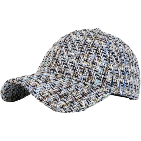 Women's Stylish Plaid Tweed Baseball Cap Fall Winter Classic Casual Dad Hat Fashion Adjustable Hat