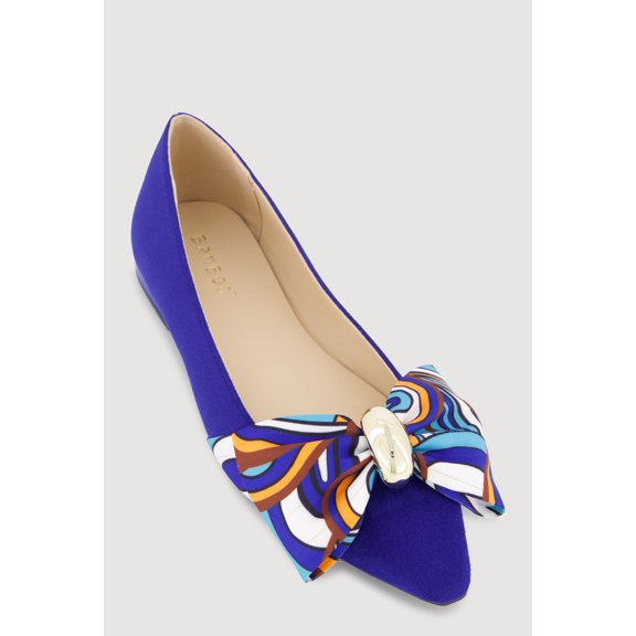 Women's Stylish Pointed Toe Bow Detail Flats
