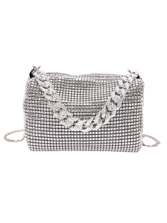 Women's Stylish Rhinestones Handbag Small Evening Bag Shoulder Bags for Weddings Parties and Special Occasion