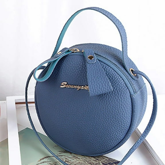 Women's Stylish Round Messenger Bag Crossbody Shoulder Bag Compact Handheld Purse for Daily Use