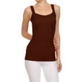 thumbnail image 1 of Women's Stylish Scoop Neck Lace Trim Cami Tunic Tank Top, Dark Brown, 1 of 1