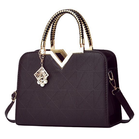 Women's Stylish Shoulder Crossbody Bag Pu Leather Handbag and Purse Crossbody Checkered Top Handle Satchel Bags