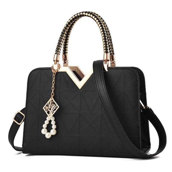 Women's Stylish Shoulder Crossbody Bag Pu Leather Handbag and Purse Crossbody Checkered Top Handle Satchel Bags
