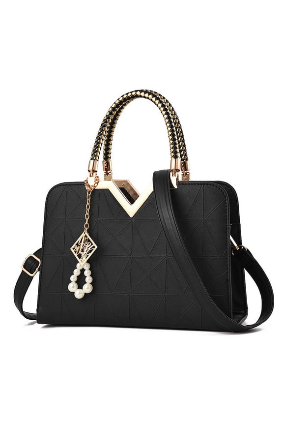 Women's Stylish Shoulder Crossbody Bag Pu Leather Handbag and Purse Crossbody Checkered Top Handle Satchel Bags