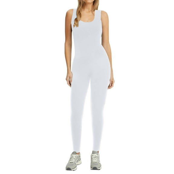 "Women’s Stylish Sleeveless Bodysuit Sports Jumpsuit Slim Fit Deep V Neck Activewear"