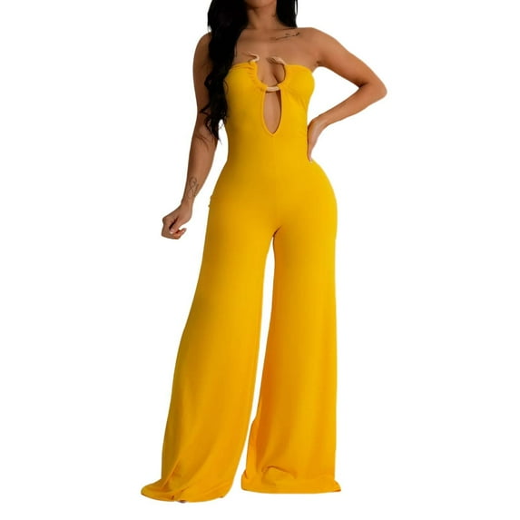 Women's Stylish Solid Color Long Pants Jumpsuit Elegant Casual Wear For Everyday Fashion Wide Leg Rompers for Women All Romper for Women for Party Workout Pantsuit plus Size Romper High Waist Rompers