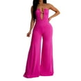 thumbnail image 1 of Women's Stylish Solid Color Long Pants Jumpsuit Elegant Casual Wear For Everyday Fashion Wide Leg Rompers for Women All Romper for Women for Party Workout Pantsuit plus Size Romper High Waist Rompers, 1 of 5