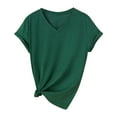 thumbnail image 1 of Women's Stylish Solid Color V Neck T Shirt Loose Fit, Polyester/Spandex, for Daily Use, Multiple Sizes, 1 of 2