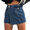 thumbnail image 1 of Women's Stylish Split Denim Wrap Skirt Casual Comfortable Stretchy Flattering A-Line Midi Length, 1 of 2