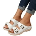 thumbnail image 1 of Women's Stylish Two Straps Sandals Slide On Walking Comfort Shoes Faux Crocodile Skin Beach Sandal Printed Slides, 1 of 4