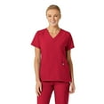 thumbnail image 1 of Wink W123 Women's Stylized V-Neck Scrub Top, Red, M Womens, 1 of 6