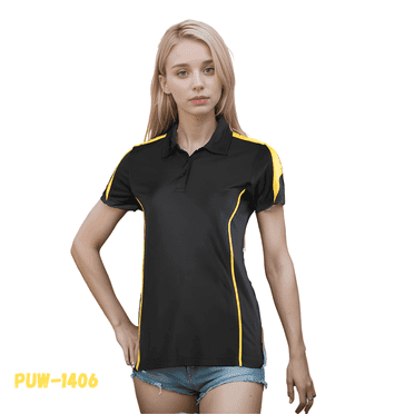 Women's Stylo Polo – Mesh Block with Piping & V-Notch