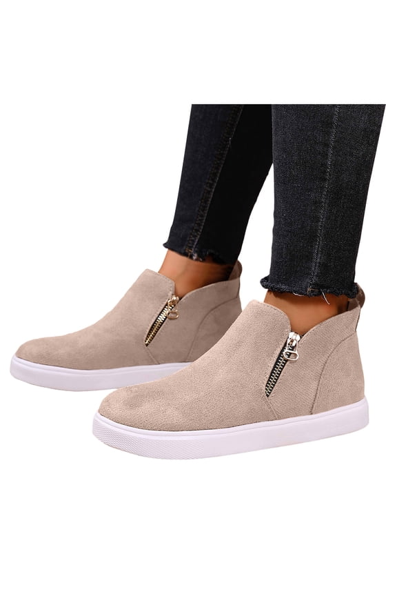Women's Suede Ankle Boots Retro Casual Flat Platform Short Boots Comfortable Non Slip Walking Shoes