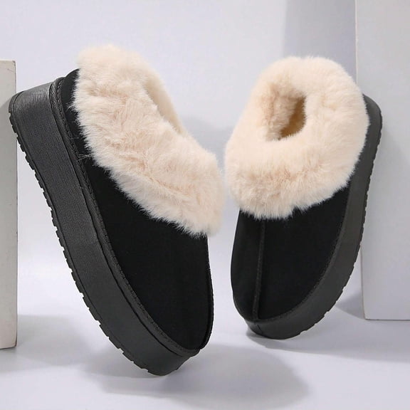 Women's Suede Ankle Moccasin Boots Waterproof Anti-Slip Thick Sole Indoor Warm Snow Boots