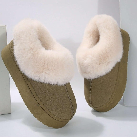 Women's Suede Ankle Moccasin Waterproof Anti-Slip Thick Sole Indoor Warm Snow Boots