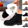 thumbnail image 1 of Women's Suede Anti Slip Lace Up Winter High Top Snow Boots Fleece Lined Walking Shoes for Cold Weather, 1 of 9