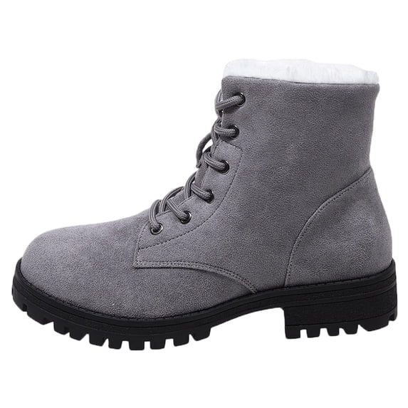 Women's Suede Anti Slip Lace Up Winter High Top Snow Boots Fleece Lined Walking Shoes for Cold Weather