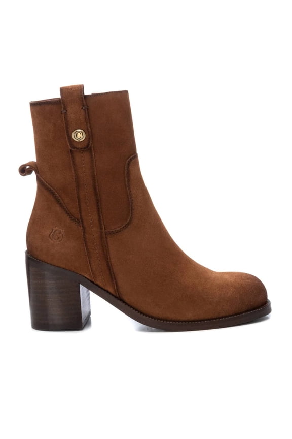 Women's Suede Block Heel Booties Carmela By XTI 160937 Camel