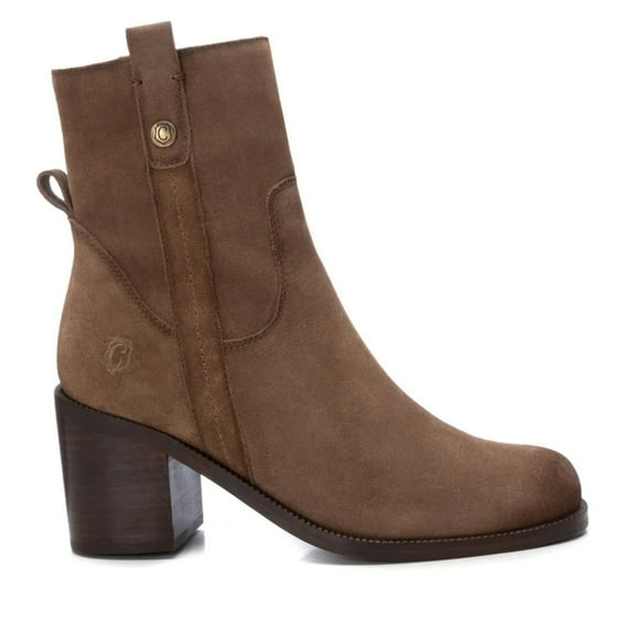 Women's Suede Block Heel Booties Carmela By XTI 160937 Taupe